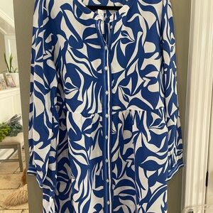 New Loft Blue and White Patterned Dress